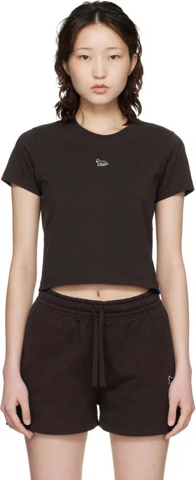 Maison Kitsuné Brown Baby Fox Baby T-shirt In Black