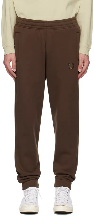 Maison Kitsuné Brown Bold Fox Head Patch Sweatpants In P296 Firewood