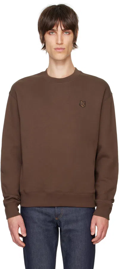 Maison Kitsuné Brown Bold Fox Head Patch Sweatshirt