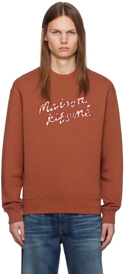 Maison Kitsuné Brown '' Handwriting Gingham Sweatshirt In P285 Pecan