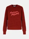 MAISON KITSUNÉ BURGUNDY WOOL SWEATER