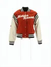 Maison Kitsuné Burnt Orange Wool Varsity Jacket With Textured Logo Patch In Red