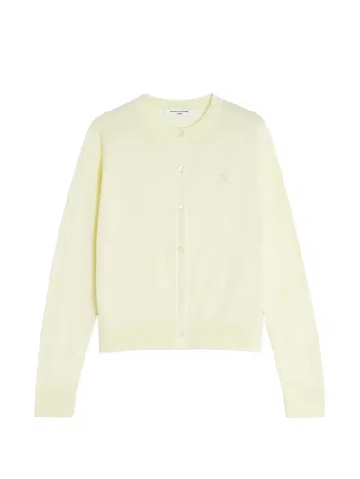 Maison Kitsuné Button Embroidered Cardigan In Yellow