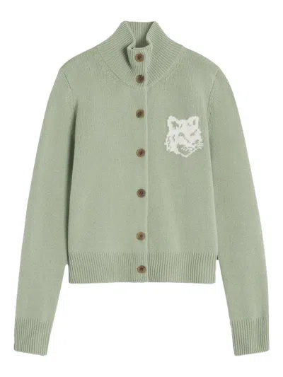 Maison Kitsuné Button-fastening Cardigan In Green
