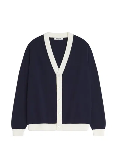 Maison Kitsuné Button Trim Cardigan In Blue