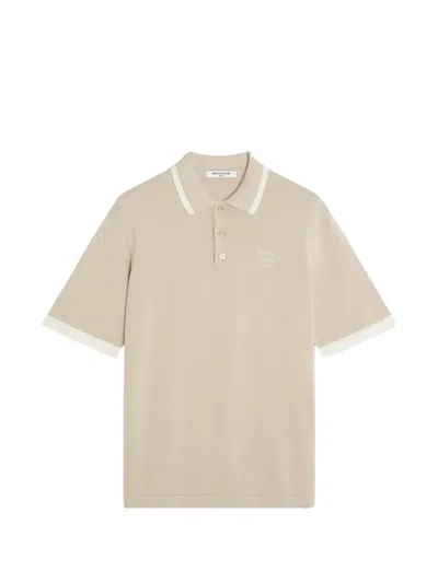 Maison Kitsuné Button-up Contrast-trim Polo Shirt In Neutral
