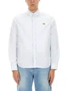 Maison Kitsuné Button-up Shirt With Crisp Collar In Blue