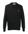 Maison Kitsuné Button-up Wool Cardigan In Black