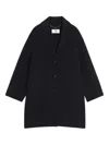 Maison Kitsuné Button Wool Coat In Black