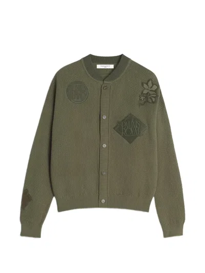 Maison Kitsuné Buttoned Appliqué Cardigan In Gray