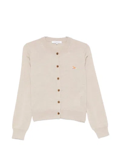 Maison Kitsuné Buttoned Fox-patch Cardigan In Neutral