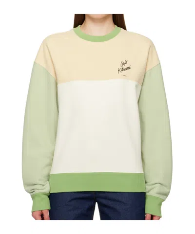 Maison Kitsuné Café Kitsune Round-neck Sweater In Green