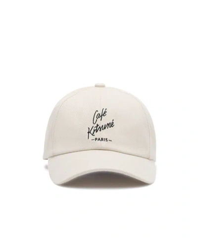 Maison Kitsuné Cafe Kitsune Cap In White