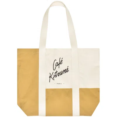 Maison Kitsuné Maison Kitsune Cafe Kitsune Tote Bag Beige In Pattern