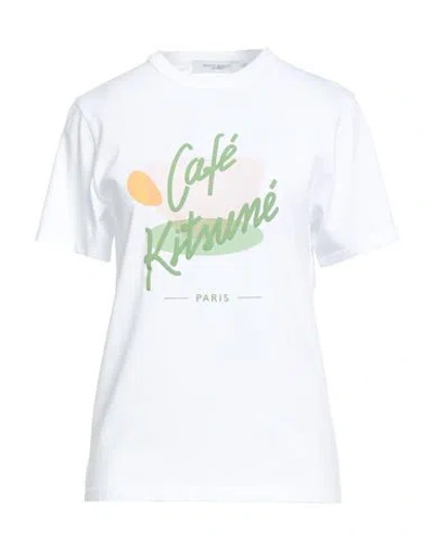 Maison Kitsuné Café Kitsuné Woman T-shirt White Size S Cotton In Red