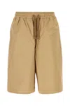 Maison Kitsuné Maison Kitsune Camel Cotton Blend Bermuda Shorts In Brown