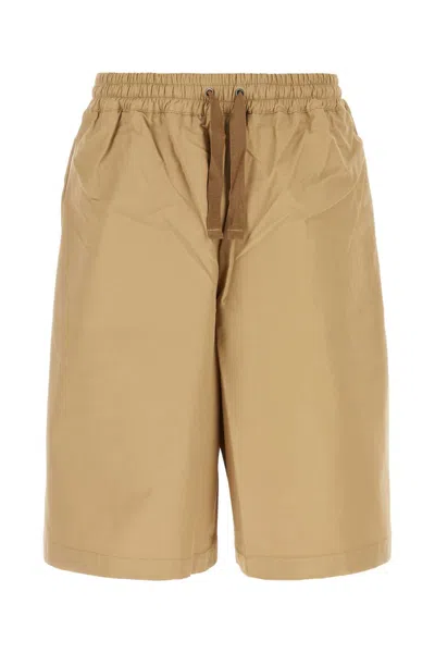 MAISON KITSUNÉ MAISON KITSUNE CAMEL COTTON BLEND BERMUDA SHORTS