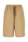 Maison Kitsuné Maison Kitsune Camel Cotton Blend Bermuda Shorts In Brown