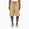 Maison Kitsuné Camel Cotton Blend Bermuda Shorts In Neutral