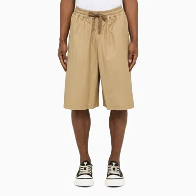 Maison Kitsuné Camel Cotton Blend Bermuda Shorts In Neutral