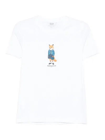 Maison Kitsuné Dressed Fox Cotton T-shirt In White
