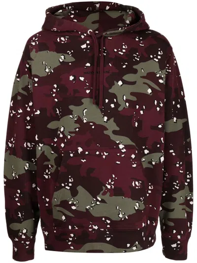 Maison Kitsuné Camouflage Pattern Hoodie In Red