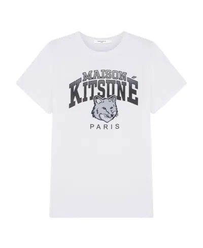 Maison Kitsuné Campus Fox Cotton T-shirt In White