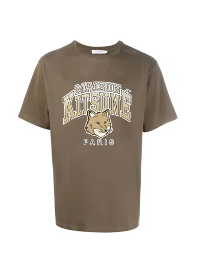 Maison Kitsuné Cotton T-shirt In Khaki