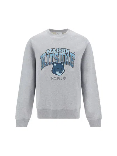 Maison Kitsuné Maison Kitsune Crew Neck Sweatshirt With Campus Fox Print In Gray