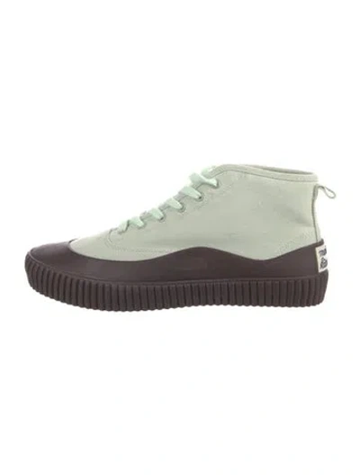 Pre-owned Maison Kitsuné Canvas Colorblock Pattern Sneakers In Green