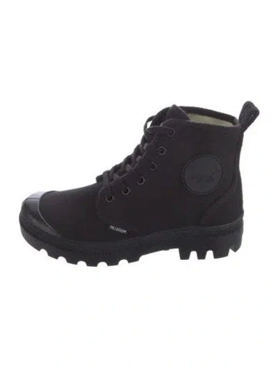 Pre-owned Maison Kitsuné Canvas Lace-up Boots In Black