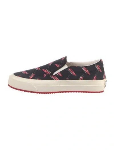 Pre-owned Maison Kitsuné Canvas Printed Sneakers In Black