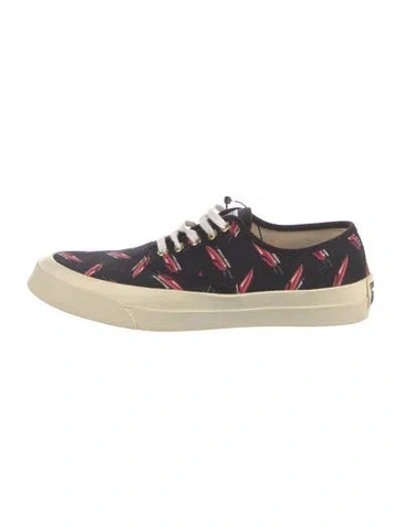 Pre-owned Maison Kitsuné Canvas Printed Sneakers In Black