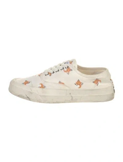 Pre-owned Maison Kitsuné Canvas Printed Sneakers In Neutral