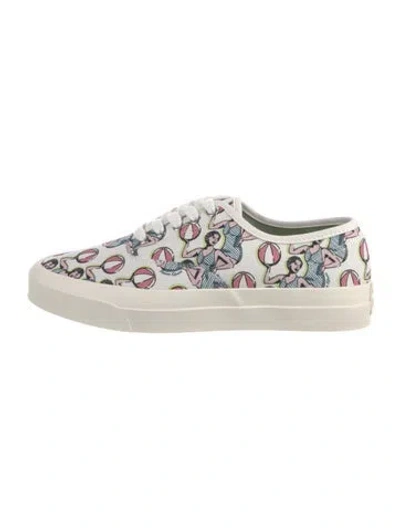 Pre-owned Maison Kitsuné Canvas Printed Sneakers In White