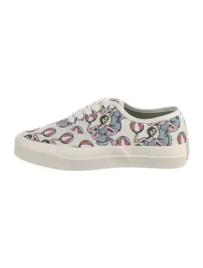 Pre-owned Maison Kitsuné Canvas Printed Sneakers In White