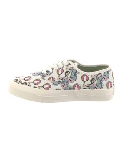 Pre-owned Maison Kitsuné Canvas Printed Sneakers In White