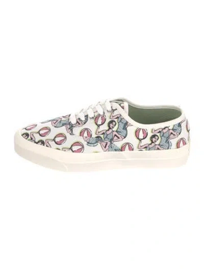 Pre-owned Maison Kitsuné Canvas Printed Sneakers In White