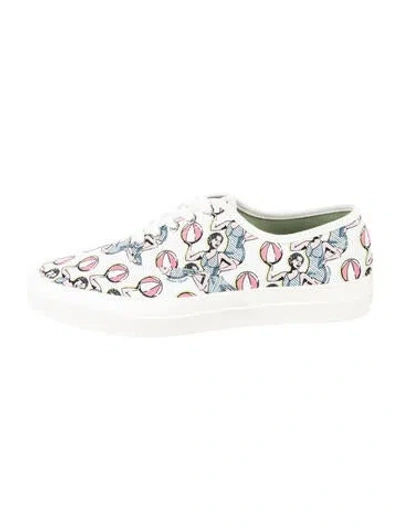 Pre-owned Maison Kitsuné Canvas Printed Sneakers In White