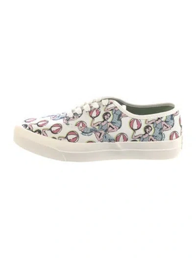 Pre-owned Maison Kitsuné Canvas Printed Sneakers In White