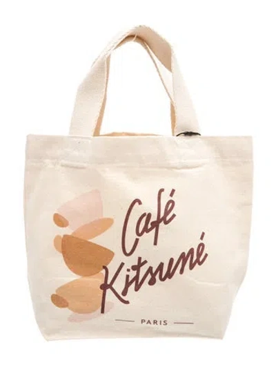 Pre-owned Maison Kitsuné Canvas Top Handle Bag In Neutral