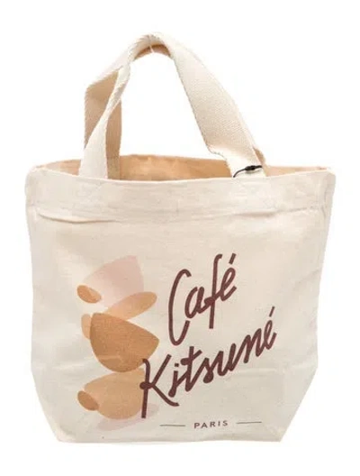 Pre-owned Maison Kitsuné Canvas Top Handle Bag W/ Tags In Neutral