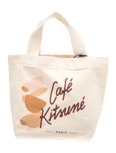 Pre-owned Maison Kitsuné Canvas Top Handle Bag W/ Tags In Neutral