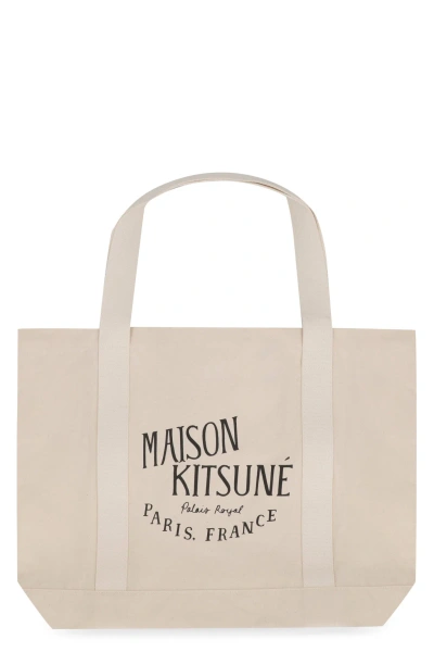 Maison Kitsuné Canvas Tote Bag In White