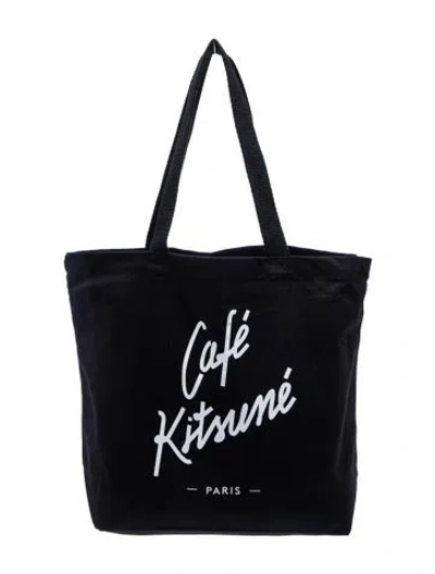 Pre-owned Maison Kitsuné Canvas Tote In Black