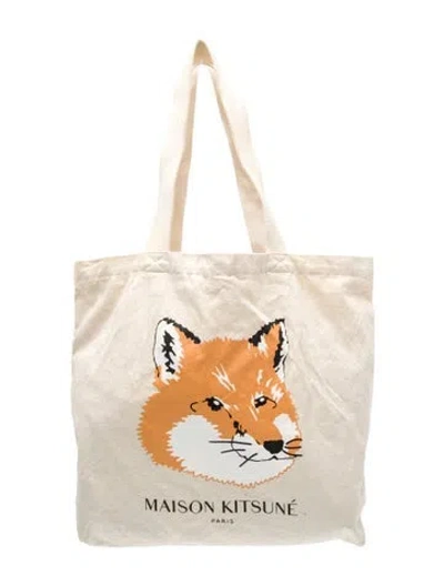 Pre-owned Maison Kitsuné Canvas Tote In Neutral