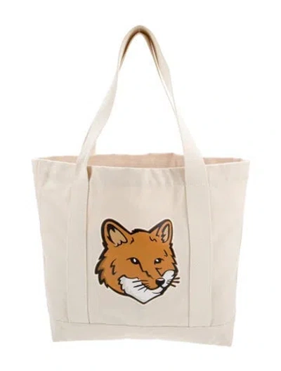 Pre-owned Maison Kitsuné Canvas Tote In Neutral