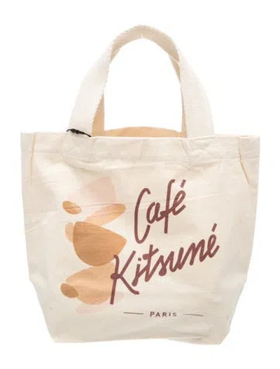Pre-owned Maison Kitsuné Canvas Tote In Neutral