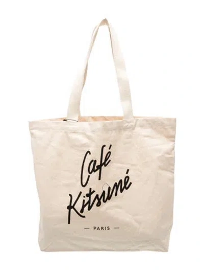 Pre-owned Maison Kitsuné Canvas Tote In Neutral