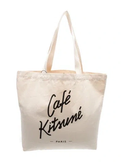 Pre-owned Maison Kitsuné Canvas Tote In Neutral